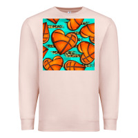 Pale Pink basketball hearts with leopard seamless pattern Premium Sweatshirt - BundleAndBundleShop