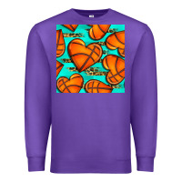Purple basketball hearts with leopard seamless pattern Premium Sweatshirt - BundleAndBundleShop