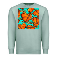 Seafoam basketball hearts with leopard seamless pattern Premium Sweatshirt - BundleAndBundleShop