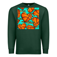 Sports Green basketball hearts with leopard seamless pattern Premium Sweatshirt - BundleAndBundleShop