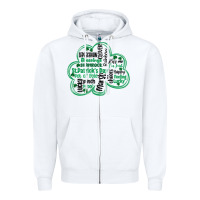 White st patricks day shamrock typography Zipper Hoodie - MaliasSmallBusiness