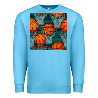 Ocean Blue basketball hoop seamless pattern Premium Sweatshirt - BundleAndBundleShop