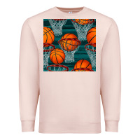 Pale Pink basketball hoop seamless pattern Premium Sweatshirt - BundleAndBundleShop