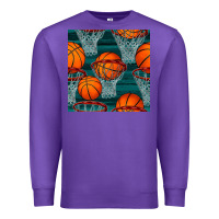 Purple basketball hoop seamless pattern Premium Sweatshirt - BundleAndBundleShop