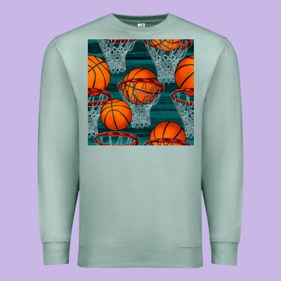 Basketball Hoop Seamless Pattern Premium Sweatshirt Designed By Bundleandbundleshop
