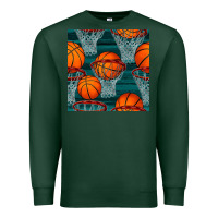 Sports Green basketball hoop seamless pattern Premium Sweatshirt - BundleAndBundleShop