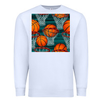 White basketball hoop seamless pattern Premium Sweatshirt - BundleAndBundleShop