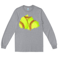 Heather Grey softball patch Long Sleeve Tee - AdoDesignShop