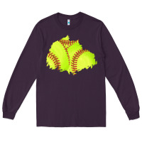 Plum softball patch Long Sleeve Tee - AdoDesignShop
