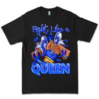 Black fight like a queen navy blue colon cancer afro gir Premium Tee - RanaPortraitStore