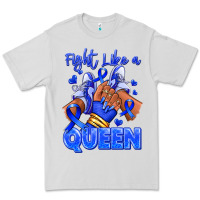 Dove Grey fight like a queen navy blue colon cancer afro gir Premium Tee - RanaPortraitStore
