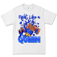 White fight like a queen navy blue colon cancer afro gir Premium Tee - RanaPortraitStore