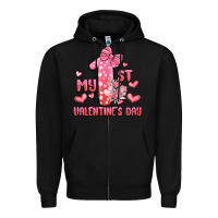 Black my first valentines day Zipper Hoodie - MaliasSmallBusiness