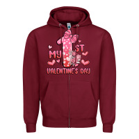 Burgundy my first valentines day Zipper Hoodie - MaliasSmallBusiness