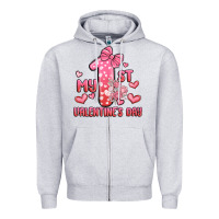 Heather Grey my first valentines day Zipper Hoodie - MaliasSmallBusiness