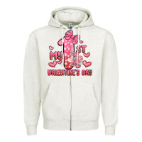 Oatmeal Heather my first valentines day Zipper Hoodie - MaliasSmallBusiness