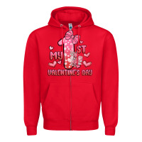 Red my first valentines day Zipper Hoodie - MaliasSmallBusiness