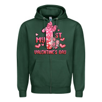Sports Green my first valentines day Zipper Hoodie - MaliasSmallBusiness