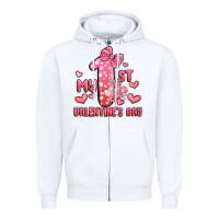 White my first valentines day Zipper Hoodie - MaliasSmallBusiness