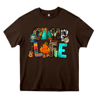 Chocolate Brown camp life Heavy Core Tee - RanaPortraitStore