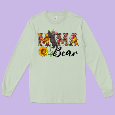 Pink Mama Bear With Cute Bear Long Sleeve Tee Designed By Artiststas