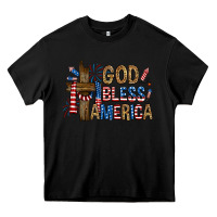 Black god  bless america with cross Heavy Core Tee - RanaPortraitStore