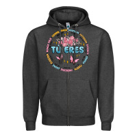 Charcoal Heather tu eres inspiration Zipper Hoodie - MaliasSmallBusiness