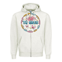 Oatmeal Heather tu eres inspiration Zipper Hoodie - MaliasSmallBusiness