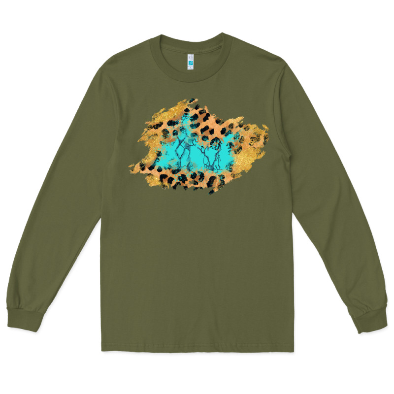 Glitter Leopard Turquoise Patch Long Sleeve Tee by AdoDesignShop | Teevron