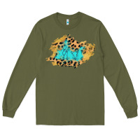 Army Green glitter leopard turquoise patch Long Sleeve Tee - AdoDesignShop