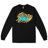 Black glitter leopard turquoise patch Long Sleeve Tee - AdoDesignShop