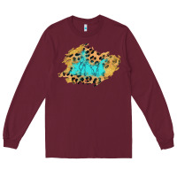 Burgundy glitter leopard turquoise patch Long Sleeve Tee - AdoDesignShop