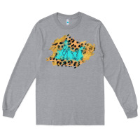 Heather Grey glitter leopard turquoise patch Long Sleeve Tee - AdoDesignShop