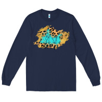 Navy glitter leopard turquoise patch Long Sleeve Tee - AdoDesignShop