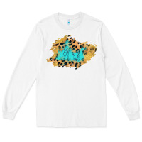 White glitter leopard turquoise patch Long Sleeve Tee - AdoDesignShop