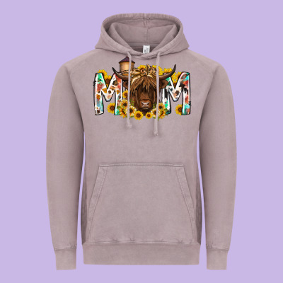 Mom Highland Cow Vintage Hoodie Designed By Racoondesign