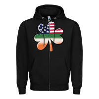 Black st patricks day shamrock american flag Zipper Hoodie - MaliasSmallBusiness