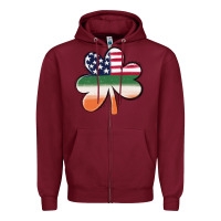 Burgundy st patricks day shamrock american flag Zipper Hoodie - MaliasSmallBusiness