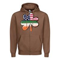Chestnut st patricks day shamrock american flag Zipper Hoodie - MaliasSmallBusiness