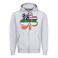 Heather Grey st patricks day shamrock american flag Zipper Hoodie - MaliasSmallBusiness