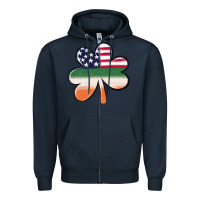 Navy st patricks day shamrock american flag Zipper Hoodie - MaliasSmallBusiness