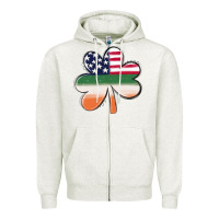 Oatmeal Heather st patricks day shamrock american flag Zipper Hoodie - MaliasSmallBusiness