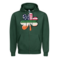 Sports Green st patricks day shamrock american flag Zipper Hoodie - MaliasSmallBusiness