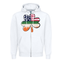 White st patricks day shamrock american flag Zipper Hoodie - MaliasSmallBusiness