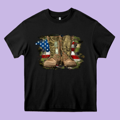Heavy Core Tee american flag with army boots