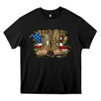 Black american flag with army boots Heavy Core Tee - RanaPortraitStore