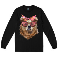 Mama Bear With Glasses And Bandana Long Sleeve Tee | Teevron