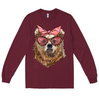 Burgundy mama bear with glasses and bandana Long Sleeve Tee - Artiststas