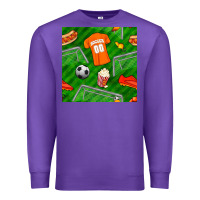 Purple soccer ball uniform and shoes seamless pattern Premium Sweatshirt - BundleAndBundleShop