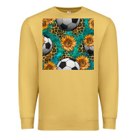 Antique Gold soccer balls and sunflowers with leopard and gemstone seamless pattern Premium Sweatshirt - BundleAndBundleShop